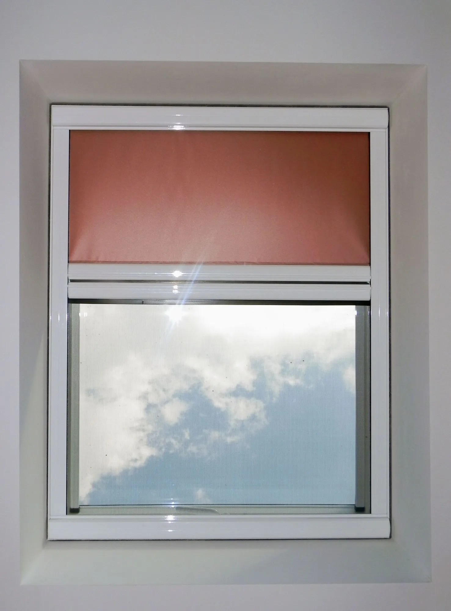 Huber Franz - Insektenschutz - Fenster - Türen – ein Fenster mit roten Rollladen